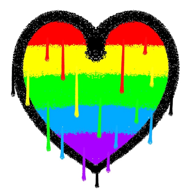 Graffiti Spray Paint Love Rainbow Isolated Vector Illustration