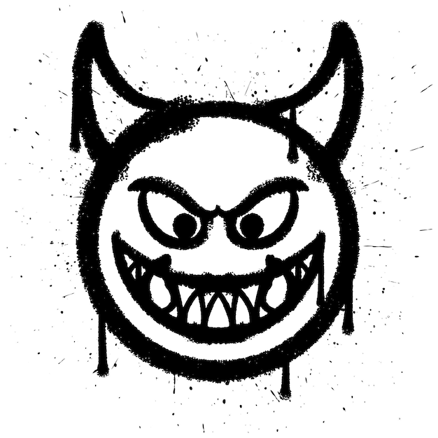 Graffiti spray paint smile fun devil emoticon isolated vector