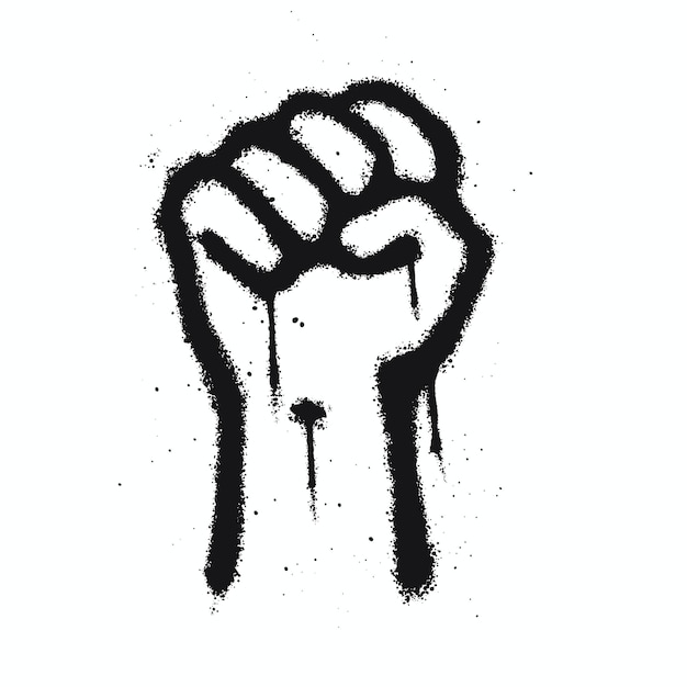 Premium Vector  Raised fist stencil graffiti with black spray paint