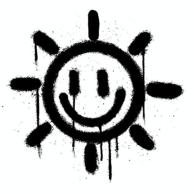 Graffiti spray paint Symbol Sunshine Isolated Vector