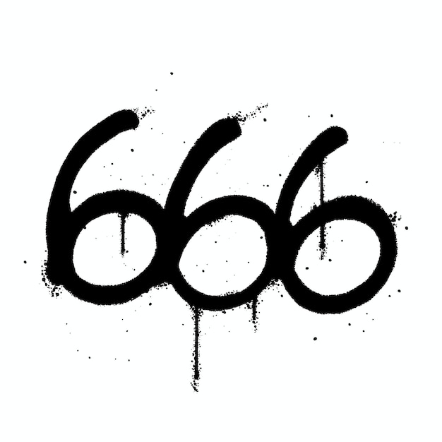 Graffiti spray paint Word 666 Isolated Vector