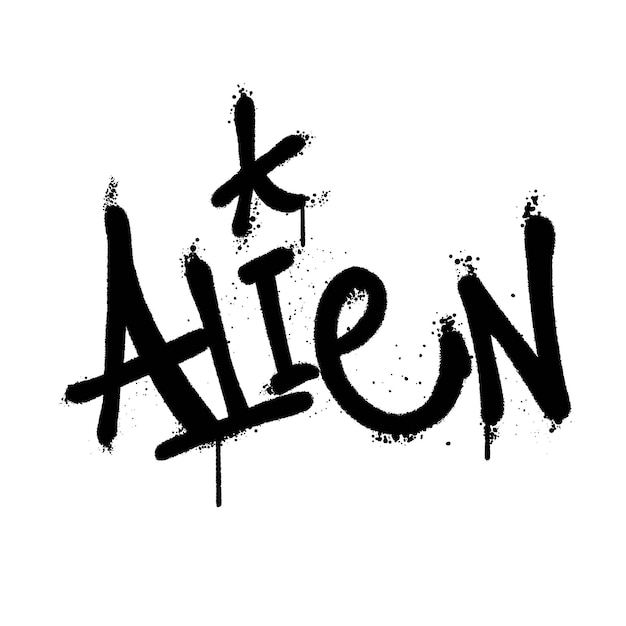 Граффити аэрозольная краска word alien isolated vector