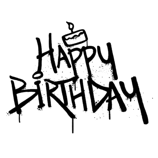 Vector graffiti spray paint word happy birthday isolated vector