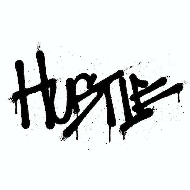 Graffiti spray paint Word hustle Isolated Vector