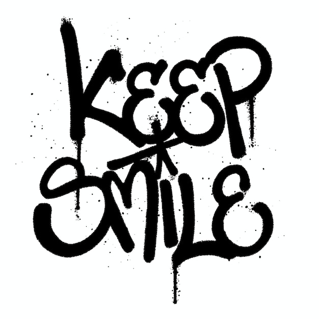 Graffiti spray paint Word Keep Smile Isolated Vector