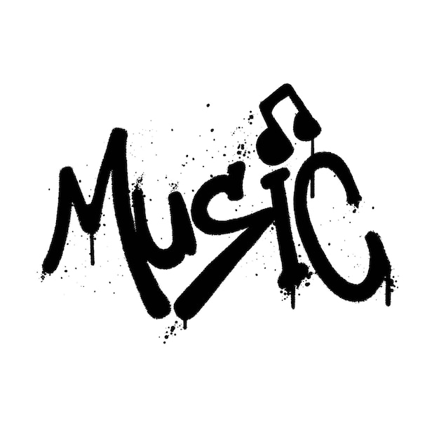 Graffiti spray paint Word Music Isolated Vector