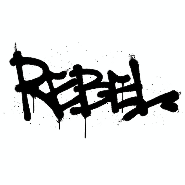 Graffiti spray paint word rebel isolated vector