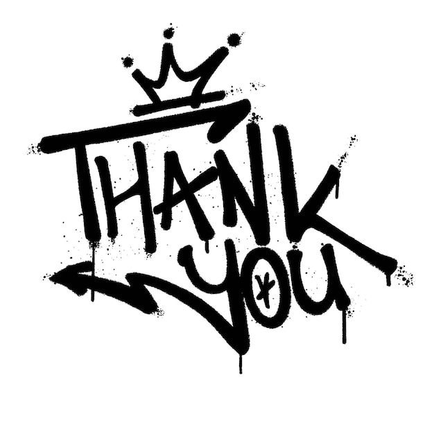 Graffiti spray paint word thank you isolated vector