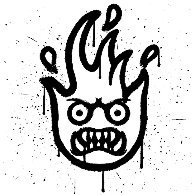Vector graffiti spuitverf brand karakter emoticon geïsoleerde vector