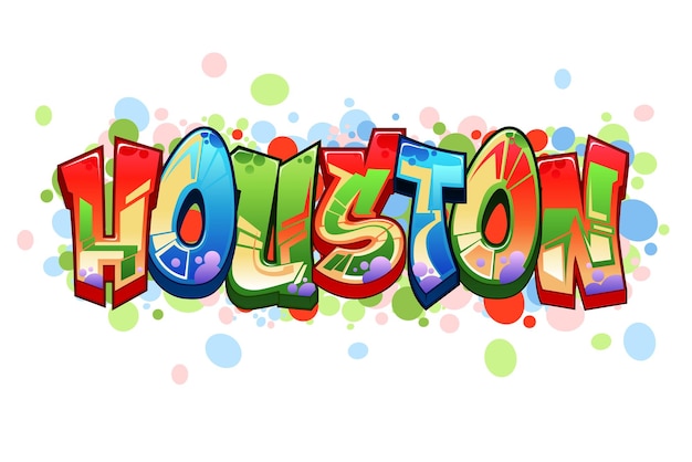 Graffiti-stijl vector logo-ontwerp welkom in houston