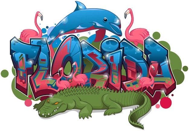 Vector graffiti styled vector graphics design the state of florida