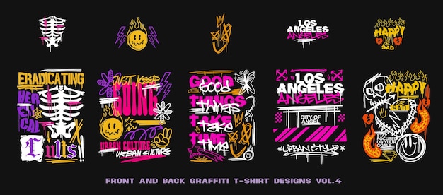 Graffiti t shirt designs bundle urban tshirt graphics streetwear design set