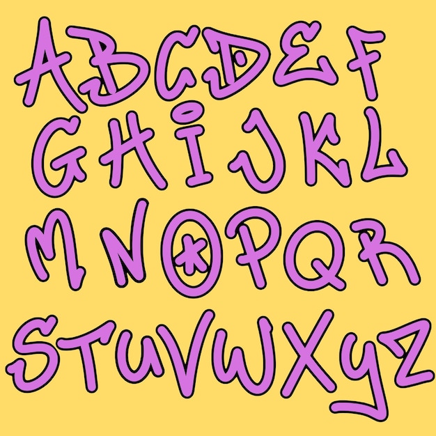 Graffiti Tagging font shaped alphabet set