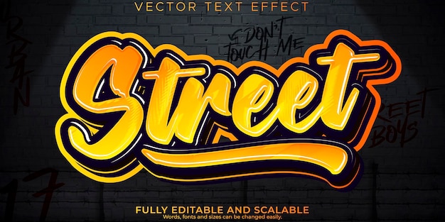 Vector graffiti-teksteffect bewerkbare spray- en straattekststijl