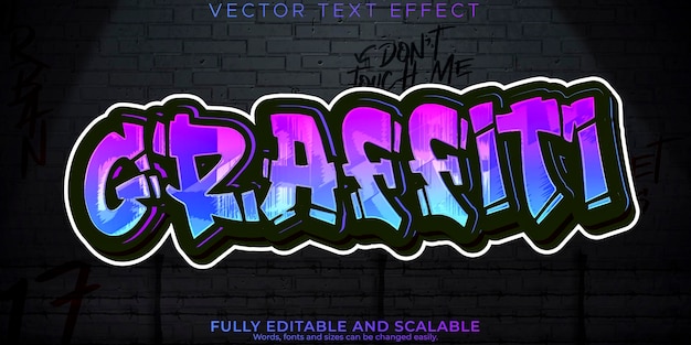 Вектор Текстовый эффект граффити, редактируемый спрей и стиль уличного текста