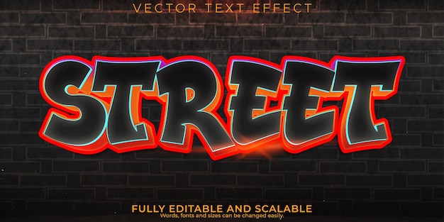 Vector graffiti text effect editable spray and street text style