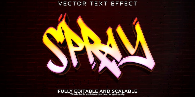 Vector graffiti text effect editable spray and street text style