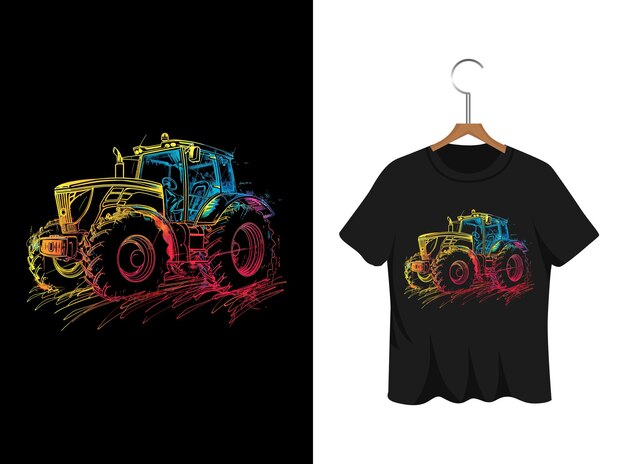 Vector graffiti tractor illustration t shirt design artwork