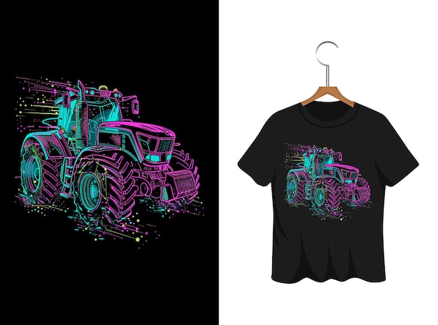 Vector graffiti tractor illustration t shirt design artwork