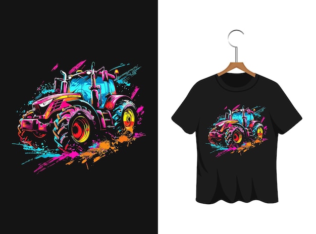 Vettore graffiti tractor illustrazione t-shirt design opere d'arte