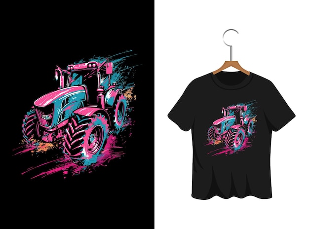 Vector graffiti tractor illustration t shirt design artwork