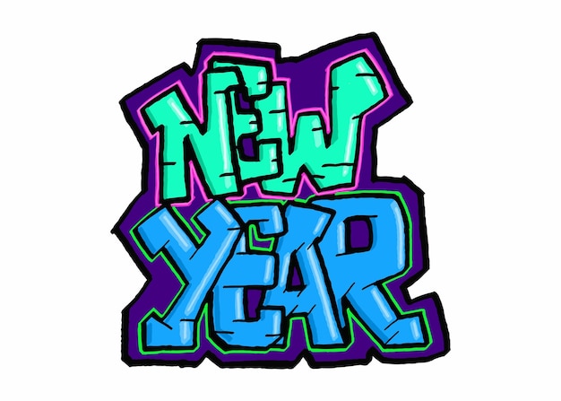 Graffiti van een gelukkige nieuwjaarsviering