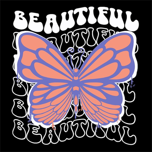 Vector graffiti vlinder straatkleding illustratie met mooie slogan