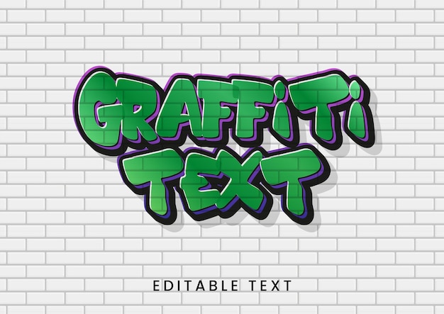 Vector graffiti on wall editable text effect vector