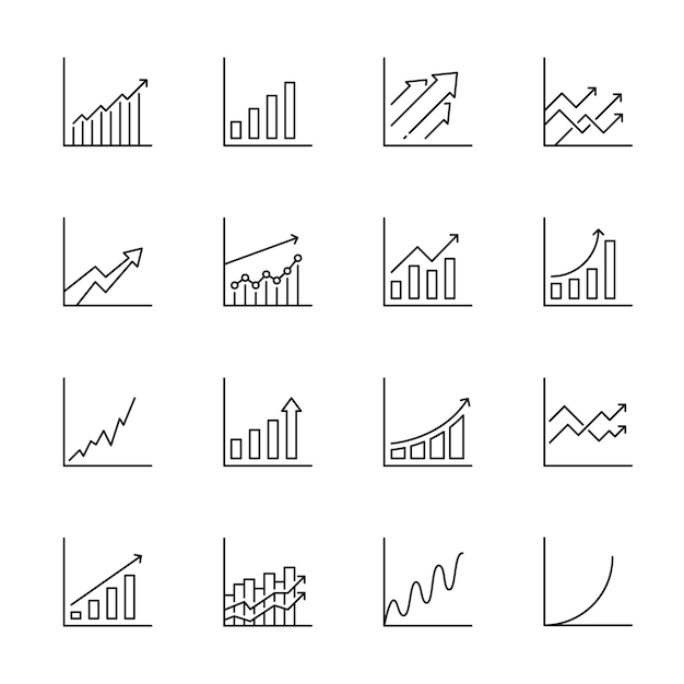 Grafiekdiagram en staafgroeipictogrammen pijltoename