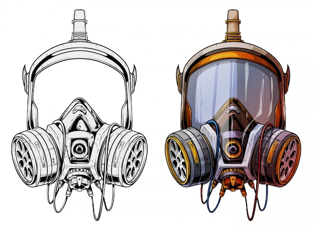 Grafisch gedetailleerd beschermend gasmaskermasker