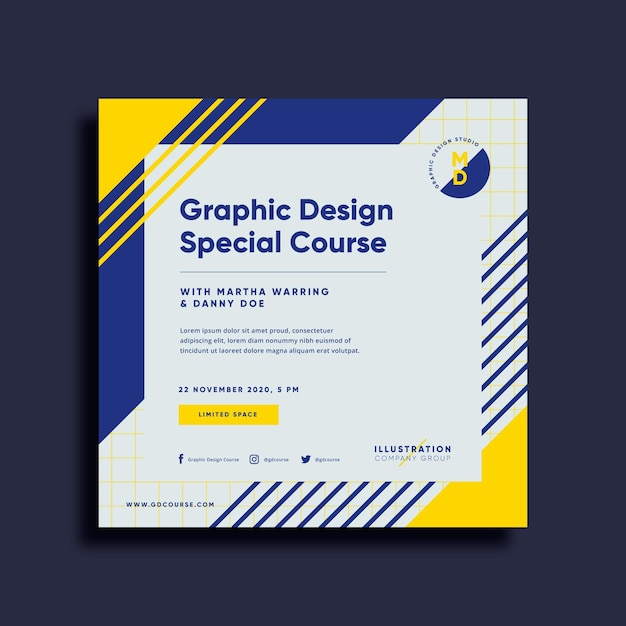 Vector grafisch ontwerp cursus vierkante flyer