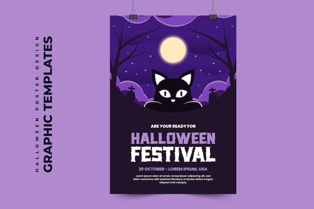 Grafisch ontwerpsjabloon met Halloween-thema, eenvoudig aan te passen, eenvoudig en elegant ontwerp