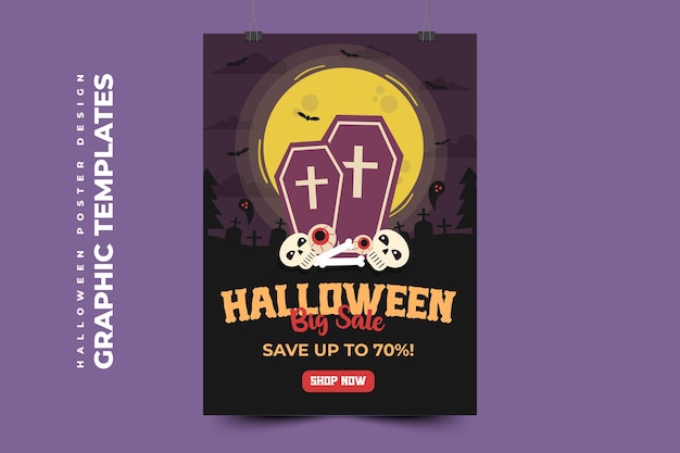 Vector grafisch ontwerpsjabloon met halloween-thema, eenvoudig aan te passen, eenvoudig en elegant ontwerp