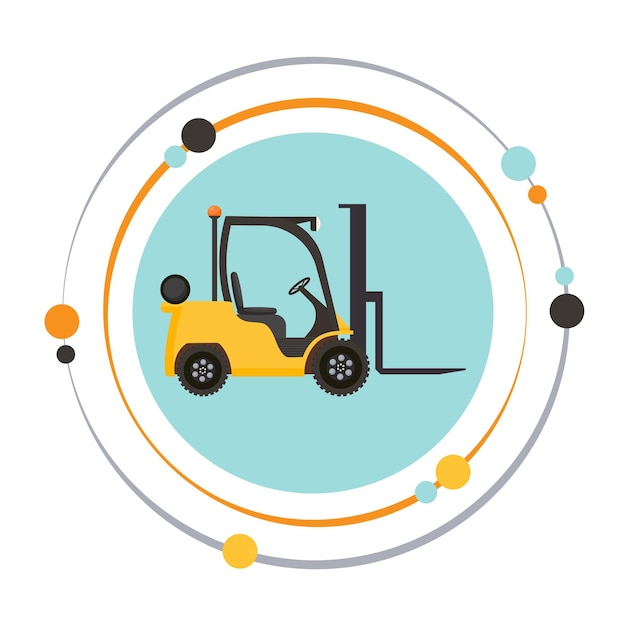 Grafisch pictogram van een met een vorkheftruck aangedreven industriële vrachtwagen