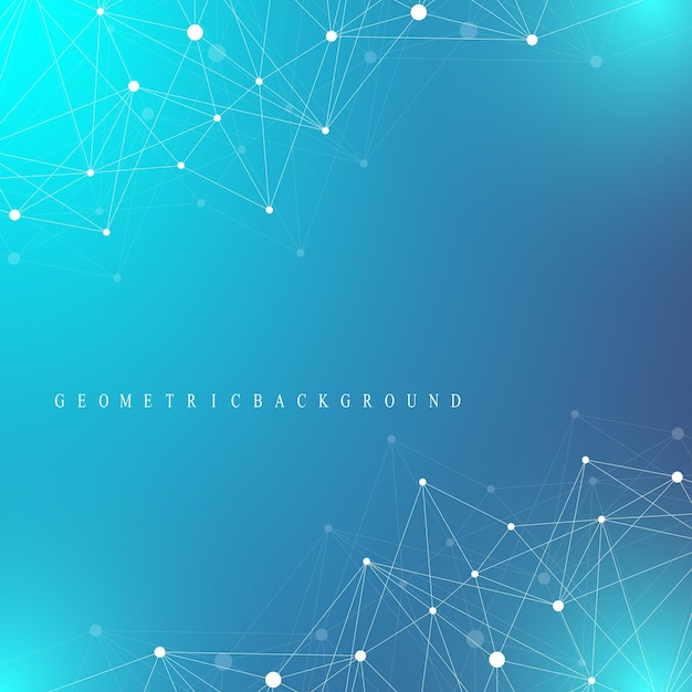 Grafische abstracte achtergrondmededeling. Big data-complex. Perspectief achtergrond van diepte. Minimale matrix met samengestelde lijnen en punten. Digitale datavisualisatie. Grote gegevens vectorillustratie.