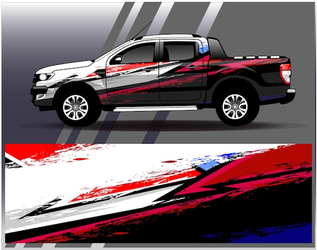 Grafische abstracte streep race achtergrond kit ontwerpen voor wrap voertuig race auto rally avontuur