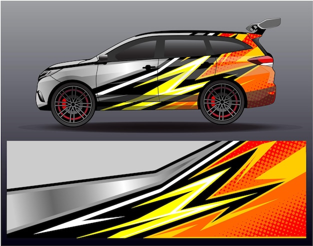 Grafische abstracte streep race achtergrond kit ontwerpen voor wrap voertuig race auto rally avontuur