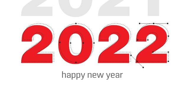 Grafische banner 2022. Nieuwjaarskaart ontwerpconcept. Vector, illustratie