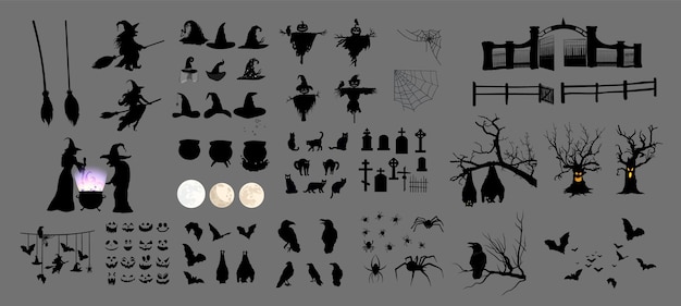 Grafische elementen voor halloween concept, halloween iconen set