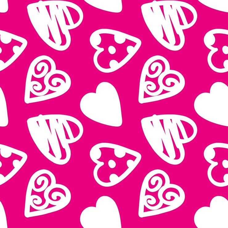 Grafische hartjes op een fuchsia achtergrond. Valentijnsdag. Naadloos patroon. Vector.