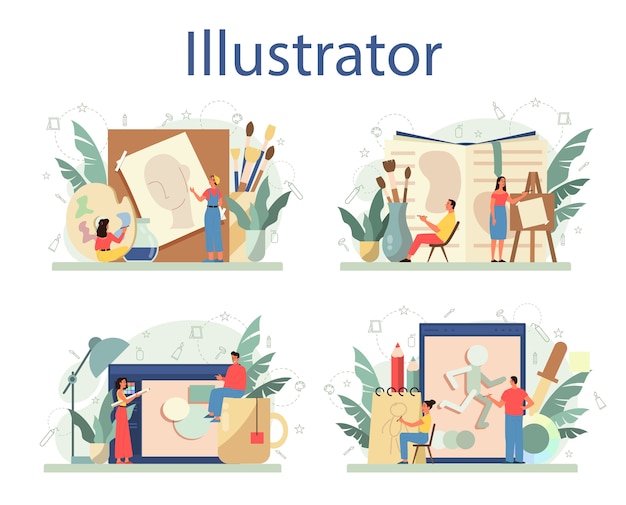 Grafische illustratieontwerper, illustratorset