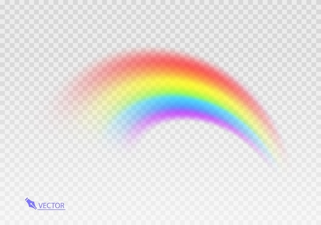 Grafische regenboog met doorzichtige achtergrond vormboog realistisch geïsoleerd op witte doorzichtige rug