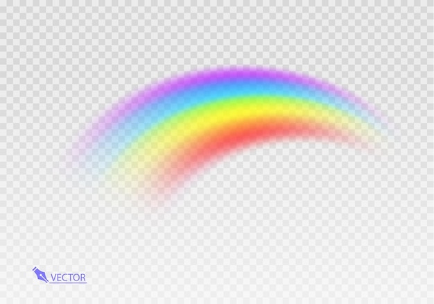 Grafische regenboog met doorzichtige achtergrond vormboog realistisch geïsoleerd op witte doorzichtige rug