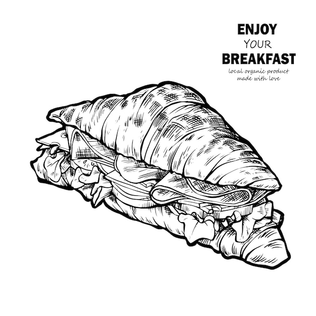 Grafische set croissants geïsoleerd op witte backgroundvector illustratie