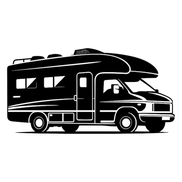 Grafische silhouetvector van recreatievoertuigen