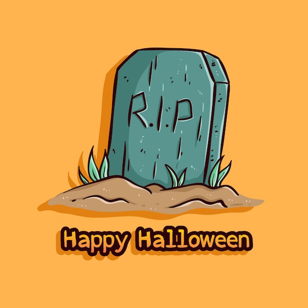 Vector grafsteenillustratie met gelukkig halloween