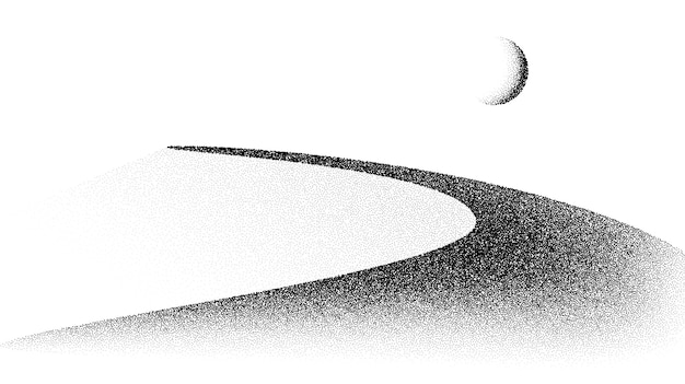 Grain dune desert. stipple eastern landscape and terrain background. sand hill in dot work style.