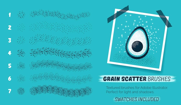 Grain scatter brushes set of abstract grunge brushes creative collection with noise effect grunge