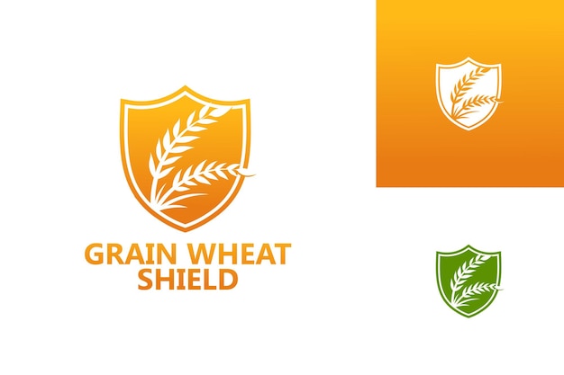 Grain wheat shield logo template design vector, emblem, design concept, creative symbol, icon