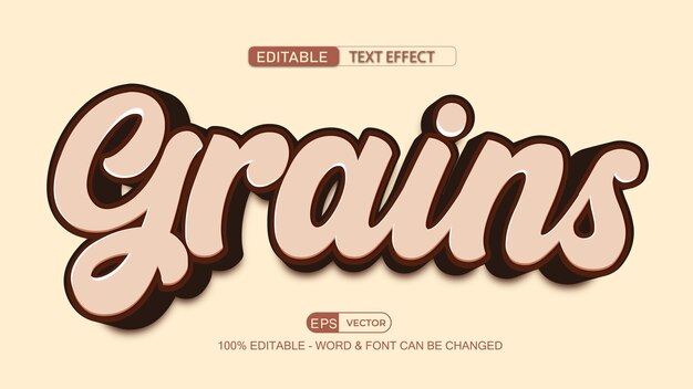 Grains Editable Text Effect Vector 3d style